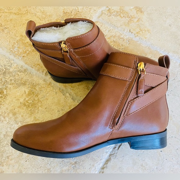 NEW Lauren Ralph Lauren Bonne women’s Leather Logo Slip On Bootie Ankle Boot 7.5 - Picture 5 of 6